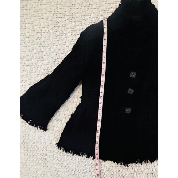 Chanel Square Button Black Tweed Jacket Blazer Skirt Suit FR 44 46 US 8 10 12 14 - Picture 8 of 15
